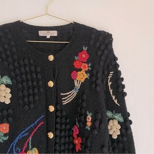 Vintage 3D fruits sweater cardigan